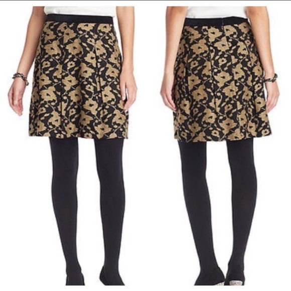 LOFT Dresses & Skirts - Ann Taylor LOFT Black Gold Velvet Pleated Skirt 12